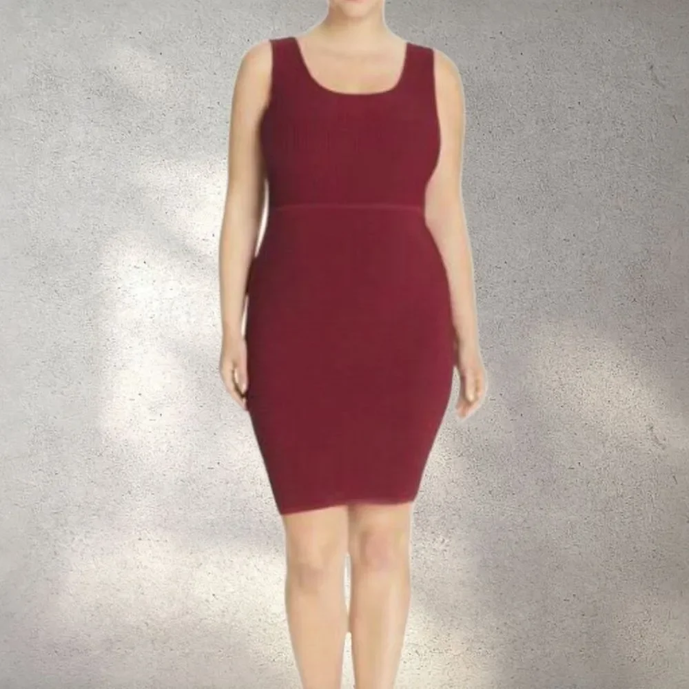 TART COLLECTION Plus Size Burgundy Wine Ribbed Sleeveless Bodycon Dress 4X NWT